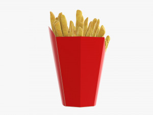 French Fries With Fastfood Paper Box 01 3D Model