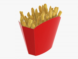 French Fries With Fastfood Paper Box 01 3D Model