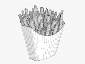French Fries With Fastfood Paper Box 01 3D Model