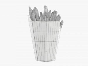 French Fries With Fastfood Paper Box 01 3D Model