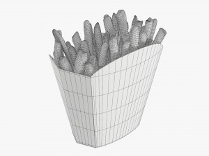 French Fries With Fastfood Paper Box 01 3D Model