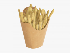 French Fries With Fastfood Paper Box 02 Modelo 3D