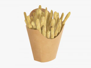Patatine fritte con scatola di carta fastfood 02 Modello 3D
