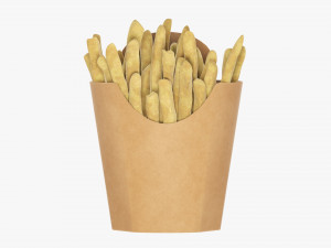 French Fries With Fastfood Paper Box 02 3D Model