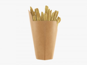 French Fries With Fastfood Paper Box 02 3D Model