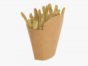 French Fries With Fastfood Paper Box 02 3D Model