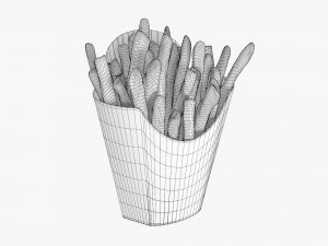 French Fries With Fastfood Paper Box 02 3D Model