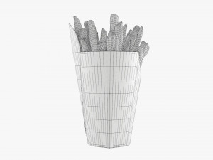 French Fries With Fastfood Paper Box 02 3D Model