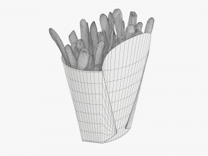 French Fries With Fastfood Paper Box 02 3D Model