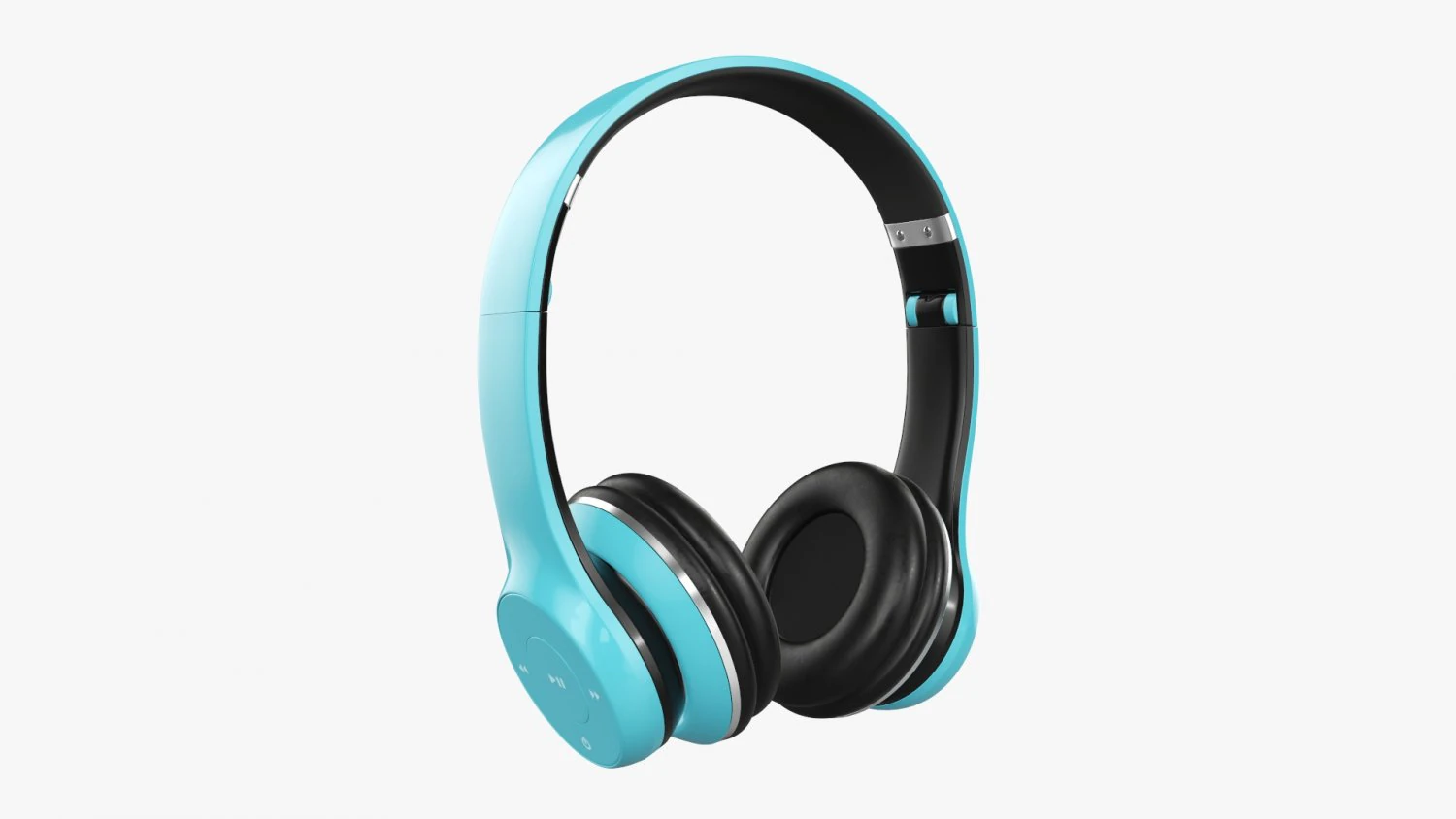 Headphones Bluetooth Blue 3D Model .c4d .max .obj .3ds .fbx .stl .blend