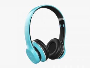Headphones Bluetooth Blue 3D Model