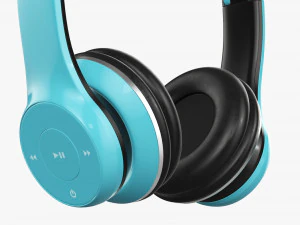 Headphones Bluetooth Blue 3D Model