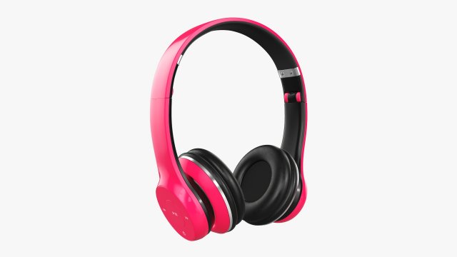 Headphones Bluetooth Red Model 3D .c4d .max .obj .3ds .fbx .stl .blend 