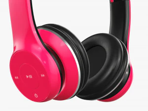 Headphones Bluetooth Red 3D Model