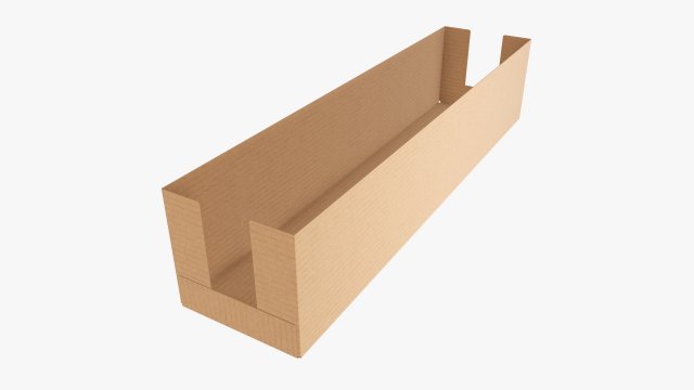 Long Shelf Tray Cardboard Box 3D Model .c4d .max .obj .3ds .fbx .stl .blend 