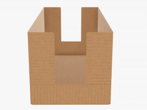 Short Shelf Tray Cardboard Box 3D Model