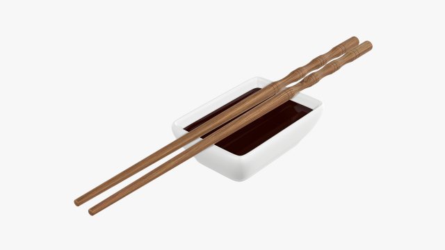 Soy Sauce In Bowl And Chopsticks Modelo 3D .c4d .max .obj .3ds .fbx .stl .blend 