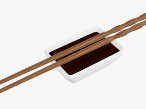 Soy Sauce In Bowl And Chopsticks Modelo 3D
