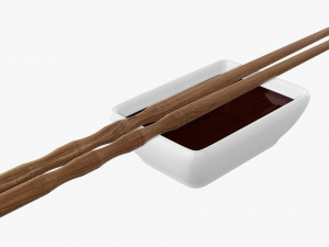 Soy Sauce In Bowl And Chopsticks Modelo 3D