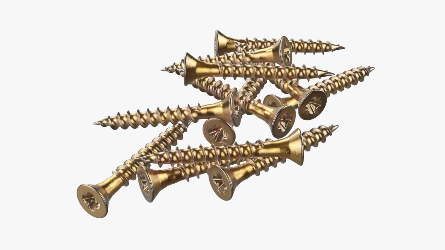 Wood Screws 01 3D Model .c4d .max .obj .3ds .fbx .stl .blend