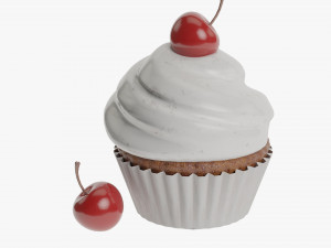 Cupcake with cherry 3D Model