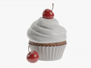 Cupcake with cherry 3D Model