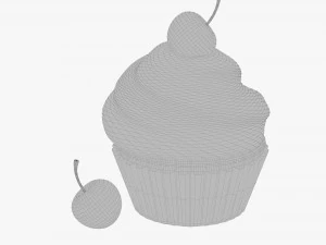 Cupcake with cherry 3D Model