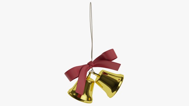 Golden bells with red bow Model 3D .c4d .max .obj .3ds .fbx .stl .blend 
