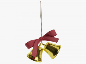 Golden bells with red bow 3D Model