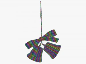 Golden bells with red bow 3D Model