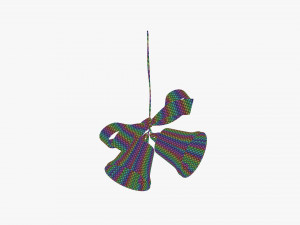 Golden bells with red bow Model 3D