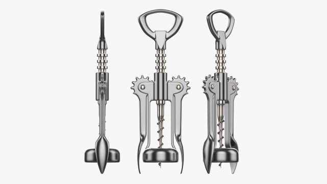 Metal wine bottle opener Modelo 3D .c4d .max .obj .3ds .fbx .stl .blend 