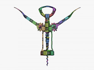 Metal wine bottle opener T-pose Modelo 3D