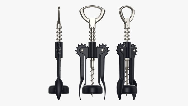 Metal wine bottle opener v2 3D Model .c4d .max .obj .3ds .fbx .stl .blend 