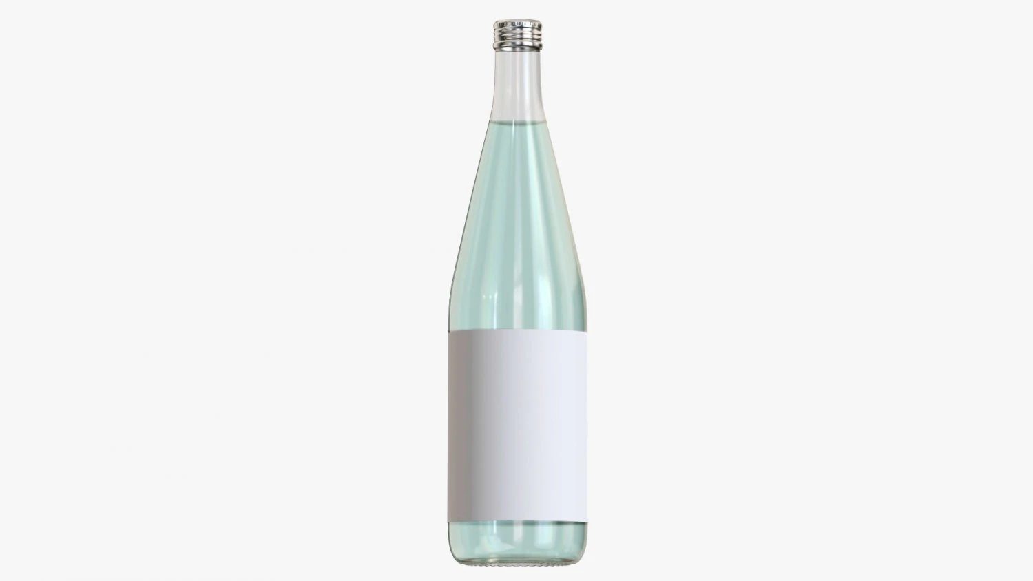 Mineral water in glass bottle mock up 3D Model .c4d .max .obj .3ds .fbx .stl .blend