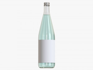 Mineral water in glass bottle mock up 3D Model