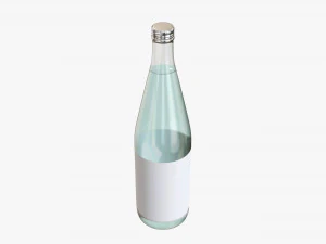 Mineral water in glass bottle mock up 3D Model