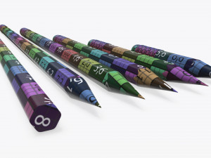 Pencils with rubber various sizes Modèle 3D