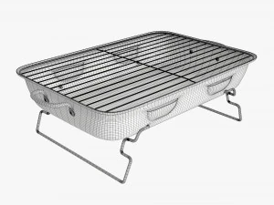 Barbacoa port&aacute;til con parrilla de acero al carb&oacute;n Modelo 3D