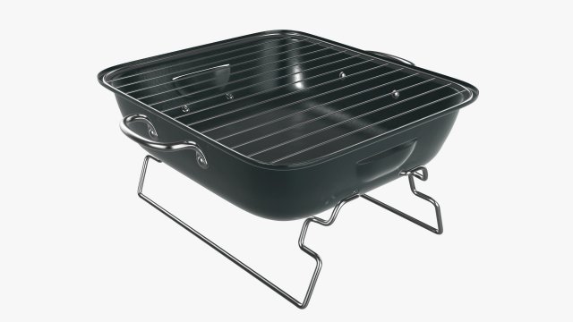 Portable charcoal steel grill bbq small Modelo 3D .c4d .max .obj .3ds .fbx .stl .blend 