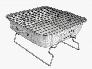 Portable charcoal steel grill bbq small 3D Model