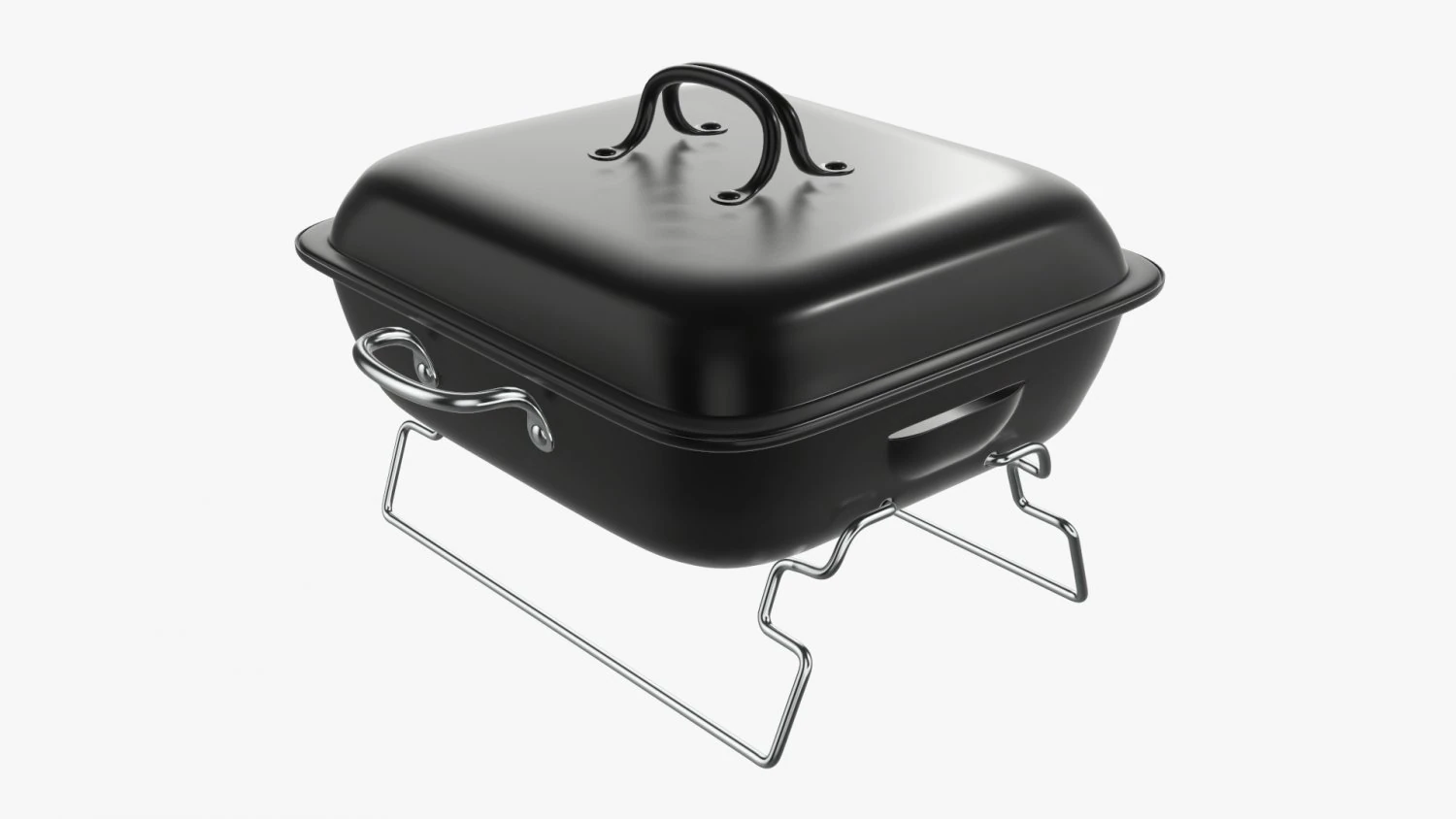 Portable charcoal steel grill bbq small with cap 3D Model .c4d .max .obj .3ds .fbx .stl .blend 