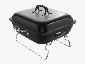 Portable charcoal steel grill bbq small with cap 3D Model
