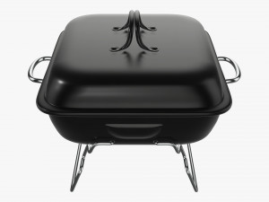 Portable charcoal steel grill bbq small with cap 3D Model