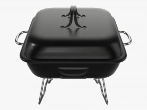 Portable charcoal steel grill bbq small with cap 3D Model