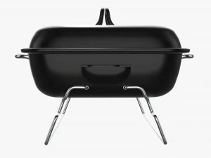 Portable charcoal steel grill bbq small with cap 3D Model