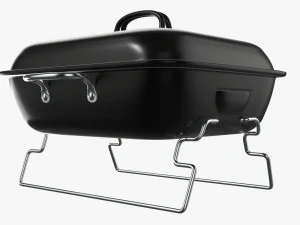 Portable charcoal steel grill bbq small with cap 3D Model
