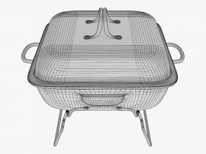 Portable charcoal steel grill bbq small with cap 3D Model