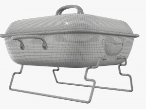 Portable charcoal steel grill bbq small with cap 3D Model