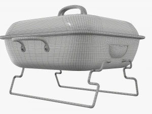 Portable charcoal steel grill bbq small with cap 3D Model